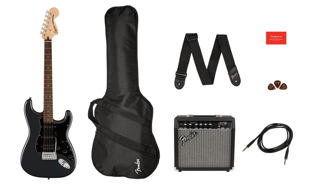 Squier Affinity Series Stratocaster HSS Pack (Charcoal Frost Metallic; Indian Laurel Pickguard)