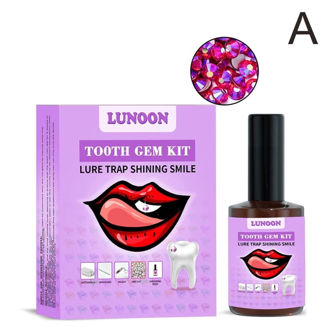Lunoon Tooth Gemstone Set White Teeth Easy To Remove And Install Jewelry Beautiful, Firm And Reliable Diamond