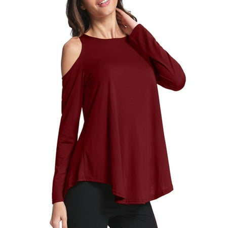ZANZEA Womens Cold Off Shoulder Long Sleeve Casual Tops
