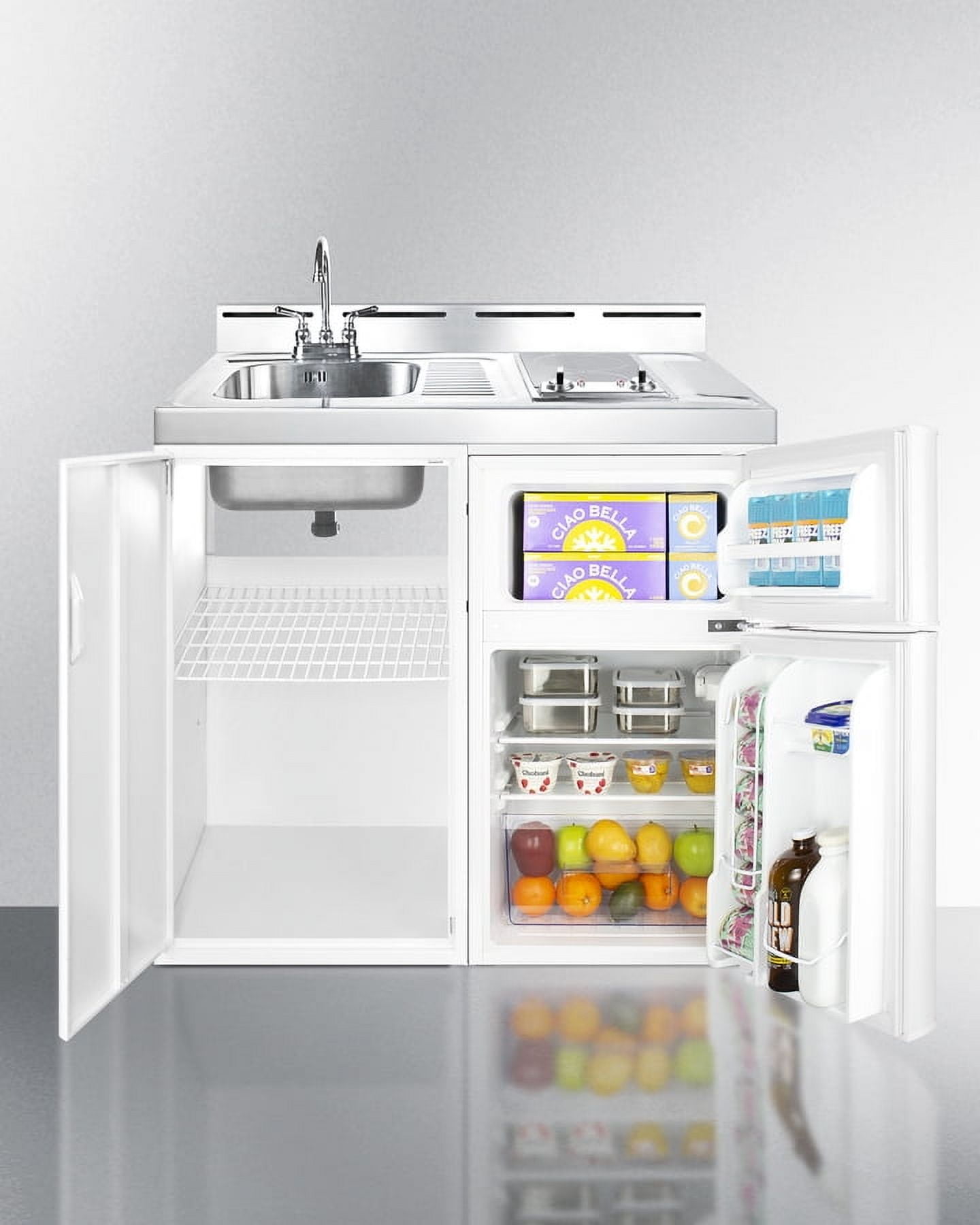 39" Wide All-In-One Kitchenette, White, Glass Burners