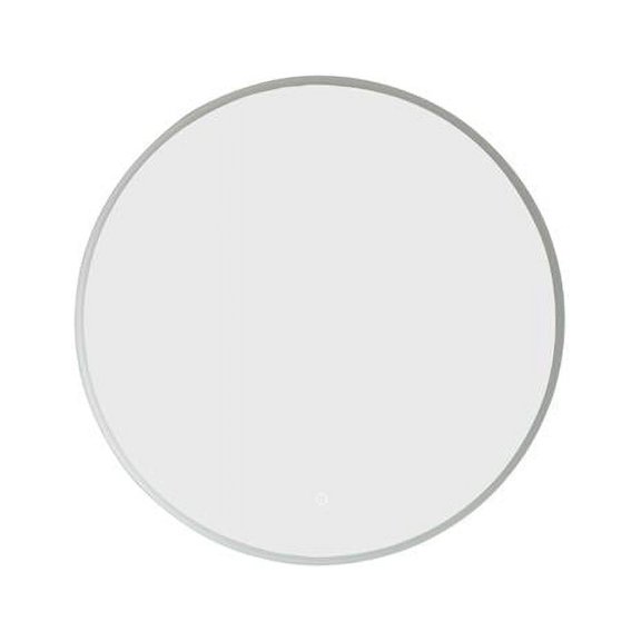 24 in. Modern & Contemporary Frameless Lighted Round Bathroom Mirror, Silver