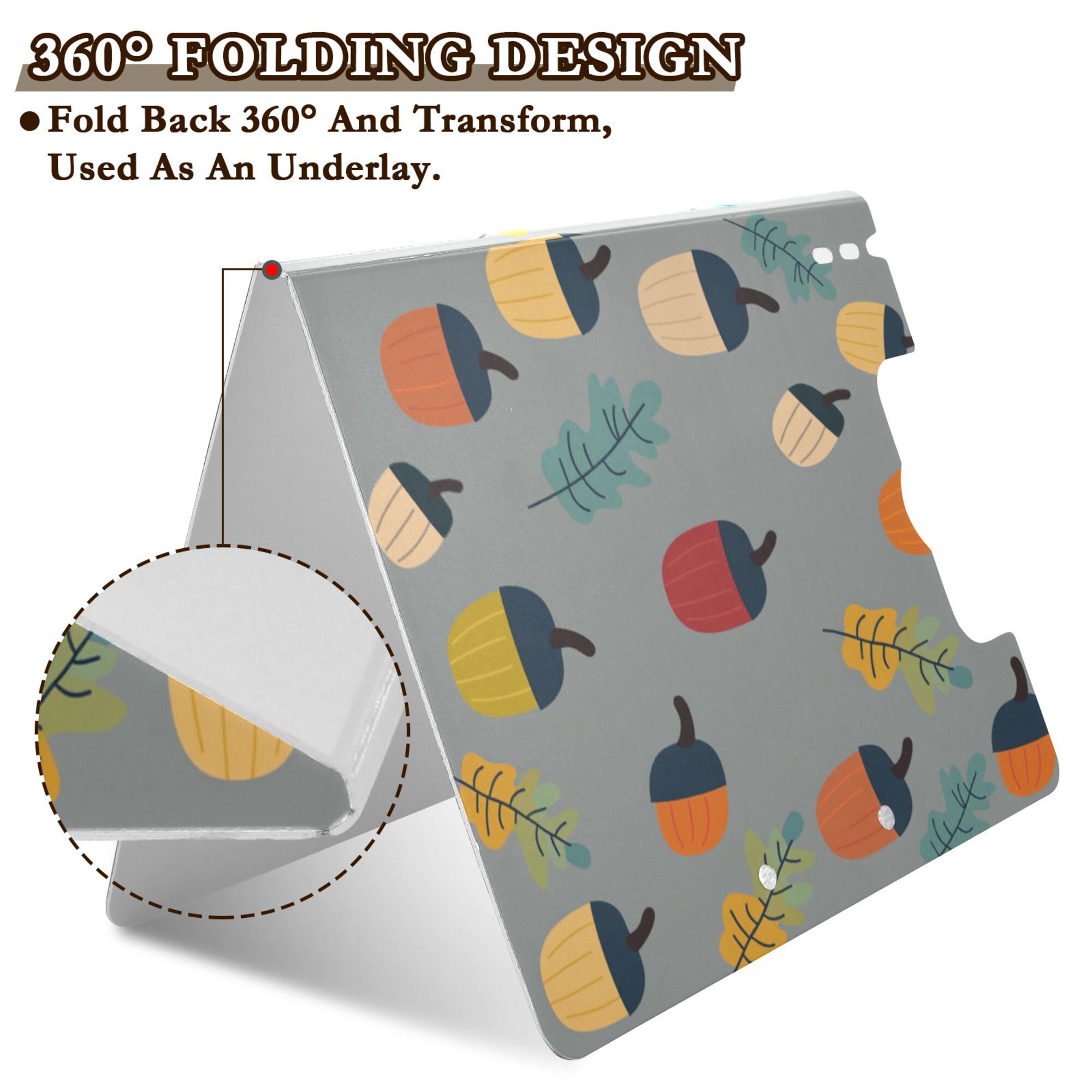 FORMRS A4 Clipboard Folder with Pen Holder Horizontal Foldable School Office Binder, Cute Acorns Pattern