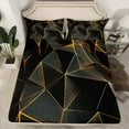 thumbnail image 2 of jejeloiu 3D Geometric Queen Sheet Sets,Modern Abstract Geometric Flat Sheet,Gold Black Queen Fitted Sheet For Teens,Microfiber Bedroom Decor,4pcs, 2 of 7