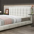 thumbnail image 4 of Claire Upholstered Mid-Century Fabric King Platform Bed in Ivory, 4 of 4
