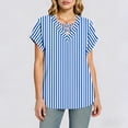 thumbnail image 4 of Otvok Summer Tops for Women Trendy Vertical Striped V Neck T-Shirts Short Sleeve Soft Casual Tee Shirts Vacation Outfits, 4 of 6