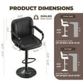 thumbnail image 3 of AFO Modern PU Leather Bar Stool with Backrest and Armrests, Height Adjustable 360° Swivel Counter Chair, Black, 3 of 6