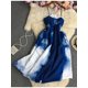 thumbnail image 2 of One SizeWomen Summer Dress Temperament Korean Version of Solid Color One-line Neck High-waist Pullover Tie-dyed Suspender Dress D3076 yaoshenbao LED, 2 of 2