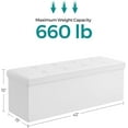 thumbnail image 3 of SONGMICS 43" Storage Ottoman Bench Leather Ottoman with Storage Hold up to 660lb Folding Footstools for Bedroom Living Room White, 3 of 9