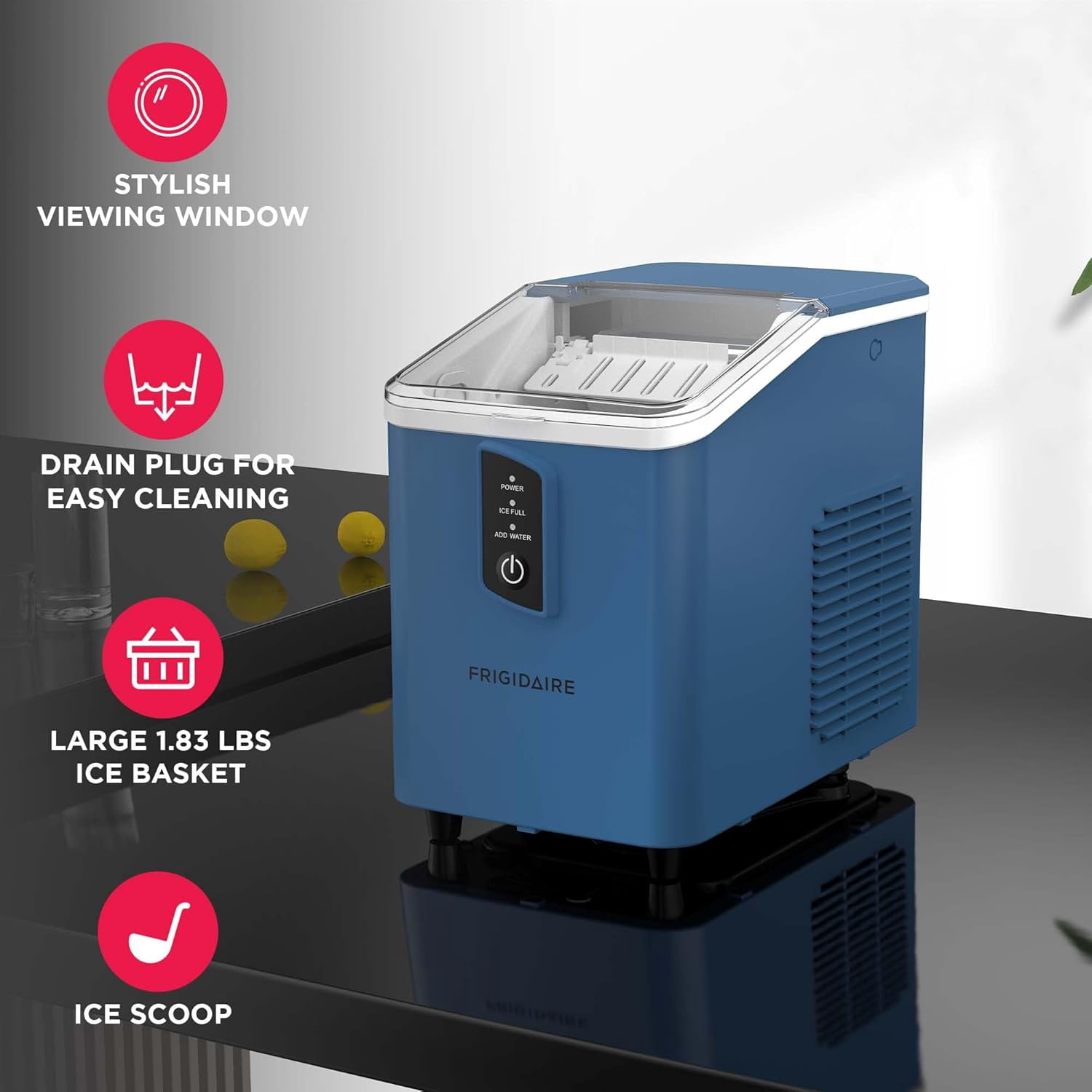 Compact Countertop Ice Maker, 26 lb per Day, Black