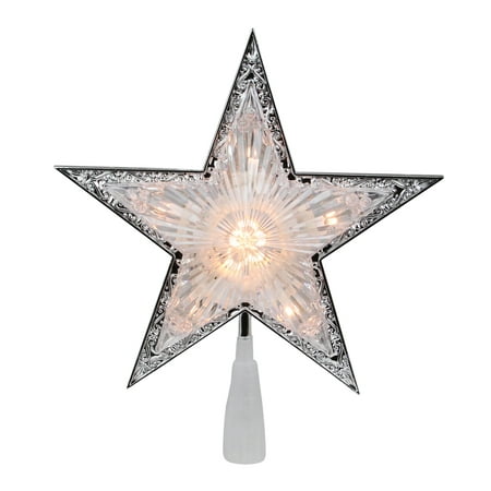Silver and Clear Crystal 5 Point Star Christmas Tree Topper - 9