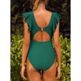 thumbnail image 4 of Charmo Womens Ruffle One Piece Swimsuits Ruched Tummy Control Monokini Bathing Suits, 4 of 6