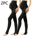 thumbnail image 2 of ameIAEA 2 Pairs Maternity Tights Over The Belly Pregnancy Footed Leggings Yoga Stretchy Pants, 2 of 3