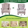 thumbnail image 4 of Wingback Chair Covers Pieces Stretch Printed Wing Back Chair Cover Sofa Slipcover Washable Wingback Armchair Slipcovers Furniture Protector with Elastic Bottom for Wingback Chairs, 4 of 7
