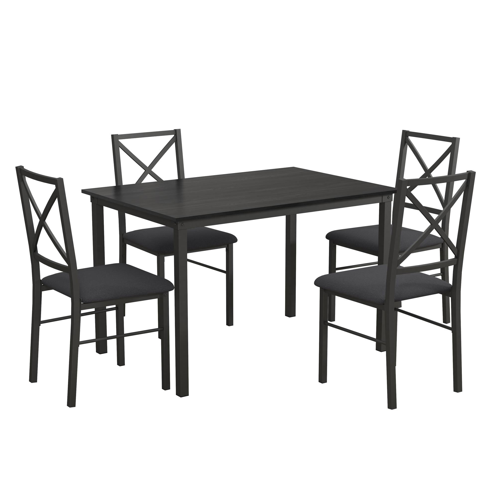 Mainstays 5-Piece Dining Table and Chair Set for 4, Black