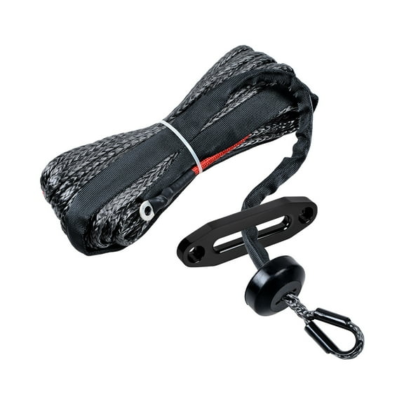Astra Depot 50' X 1/4" Black Synthetic Winch Rope 6400 LB   6" Winch Hawse Fairlead   Cable Stopper for ATV UTV Off-Road Ramsey