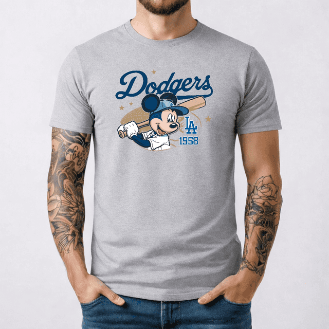 Mickey Mouse Dodgers 1958 Chandail de Baseball, Chandail de Baseball Mickey, Chandail de Sport Disney, Chandail de Baseball Dodgers, Chandail de Dodgers