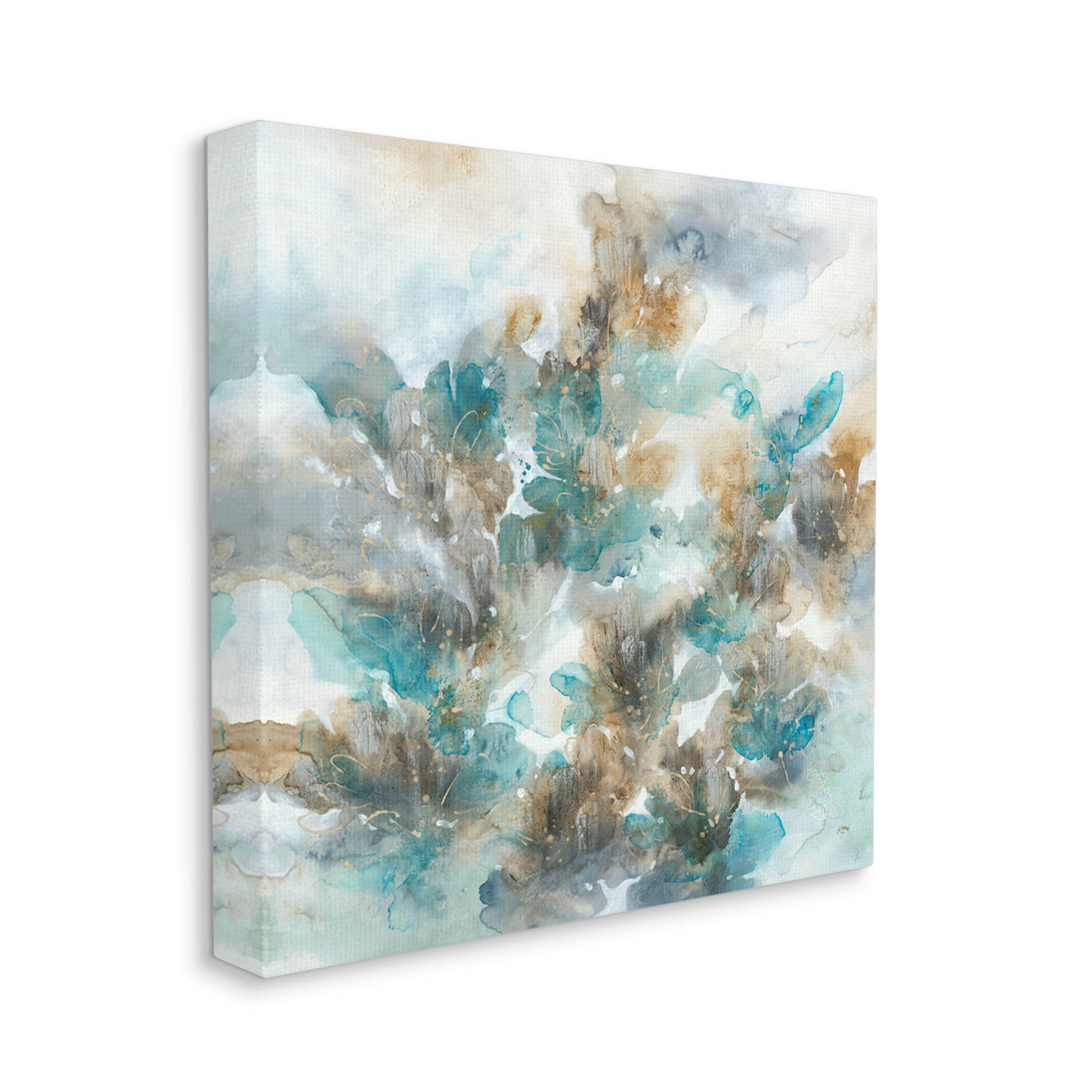 Stupell Industries Blue Floral Petals Abstract Painting Gallery Wrapped Canvas Print Wall Art, Design by K. Nari