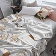 thumbnail image 3 of Abstract Christmas Tree Throw Flannel Blanket 40x60In Winter Snowflake Gold Line Trees Super Soft Cozy Bed Blanket, Lightweight Plush Fuzzy Bed Throw for Bedroom Sofa Couch Living Room, 3 of 4
