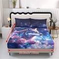 thumbnail image 2 of Bulopur Galaxy Wolf Sheet Set Queen Size Fitted Bed Sheet Wrinkle Free Fade Resistant Bedding Set for Women Men, All Season Home Decor for Queen Size Bed, 2 of 5
