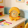 thumbnail image 2 of Hyknon Rechargeable Small Desk Fan Battery Operated Hamburger Table Fan Hanging Personal Cooling Fan Portable Mini Desktop Fan for Bedroom Travel Office Decoration, Yellow, 2 of 7