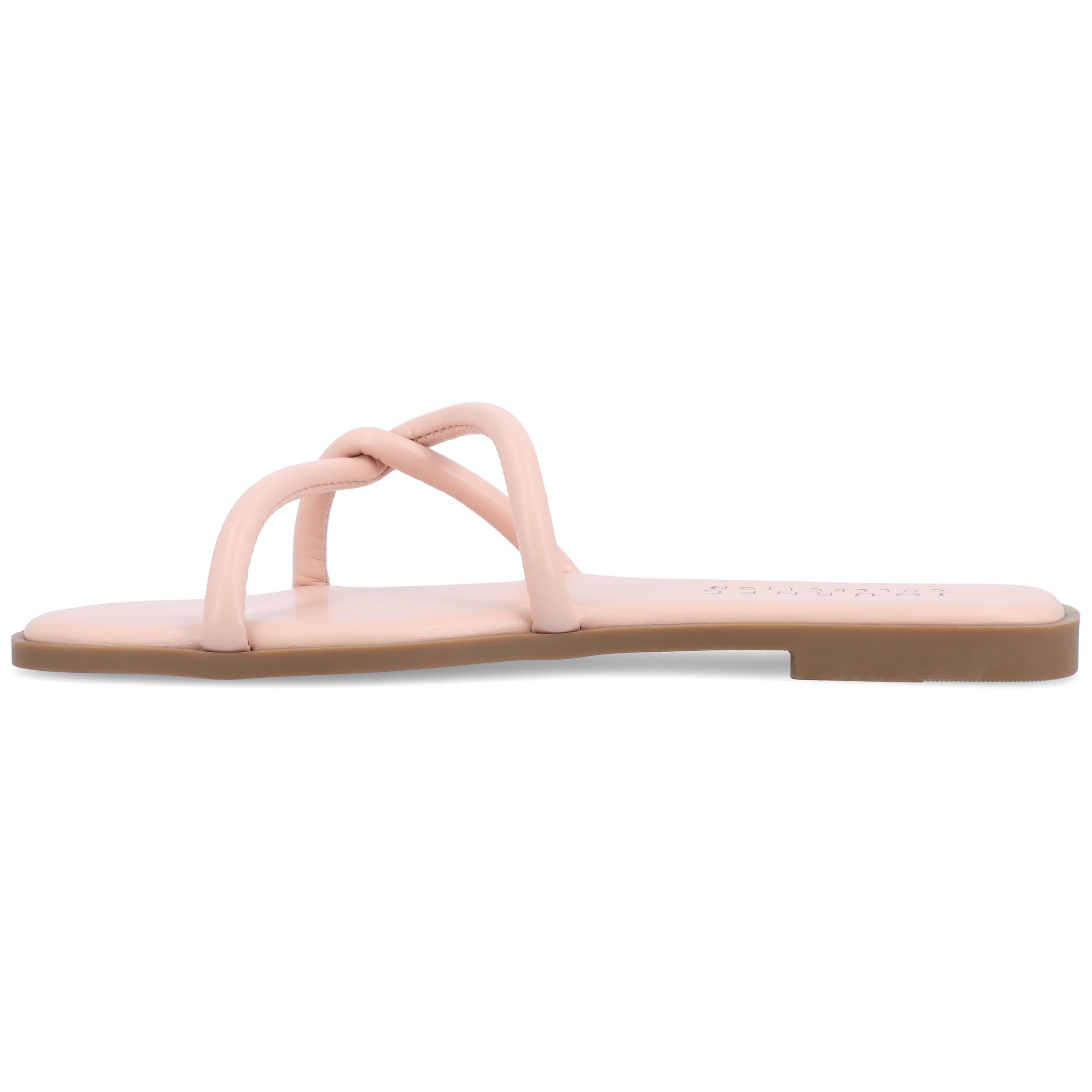 Journee Womens Lauda Vegan Leather Slip On Sandals