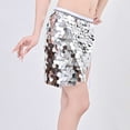 thumbnail image 7 of AGWOLF Sequin Skirt for Women Glitter Mermaid Mini Skirts Sparkly Belly Dance Hip Scarf Music Party Rave Wrap Skirt, 7 of 7