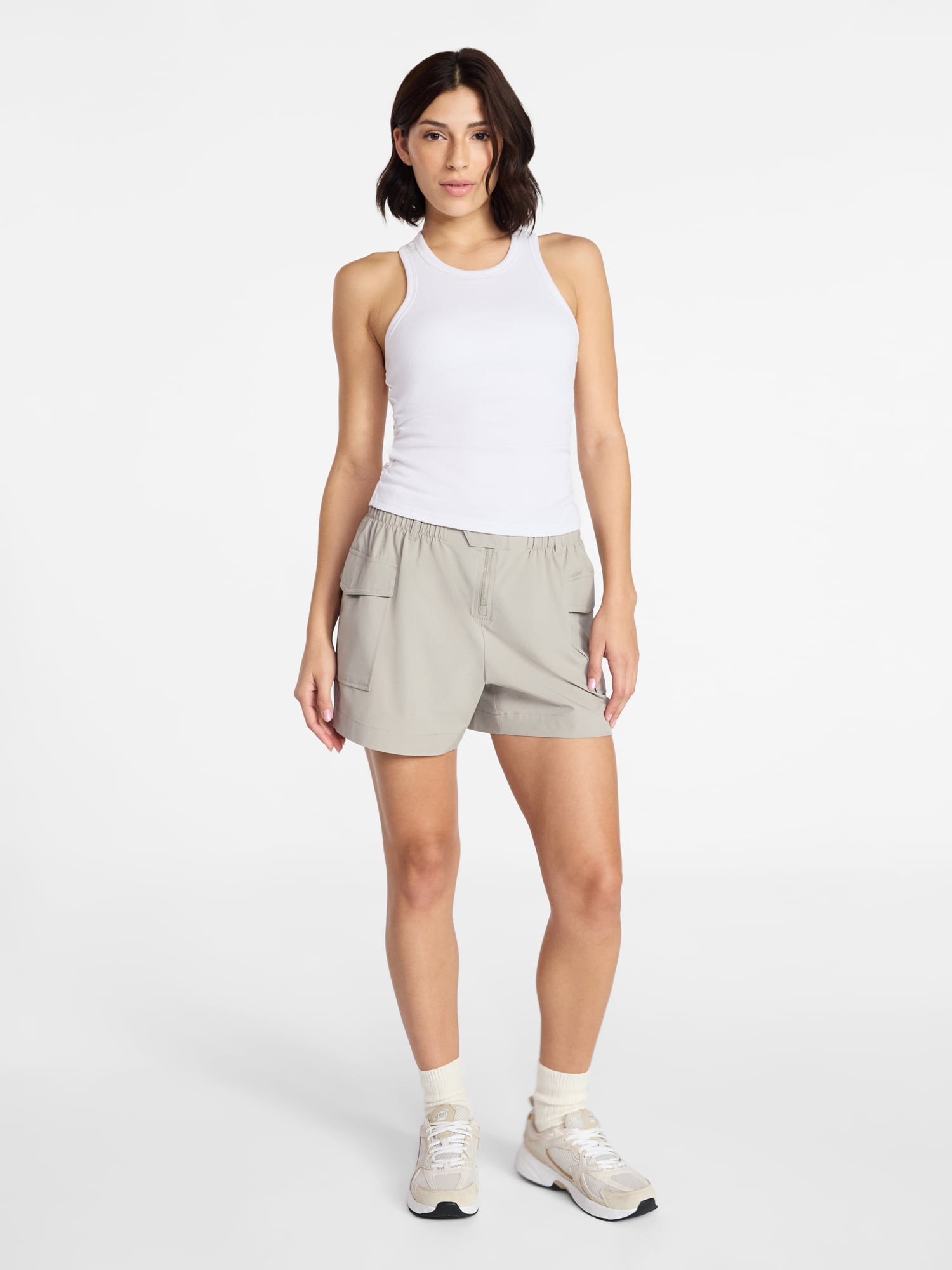 Avia Women's and Women's Plus Cotton Ruched Rib Tank Top, Sizes XS-4X