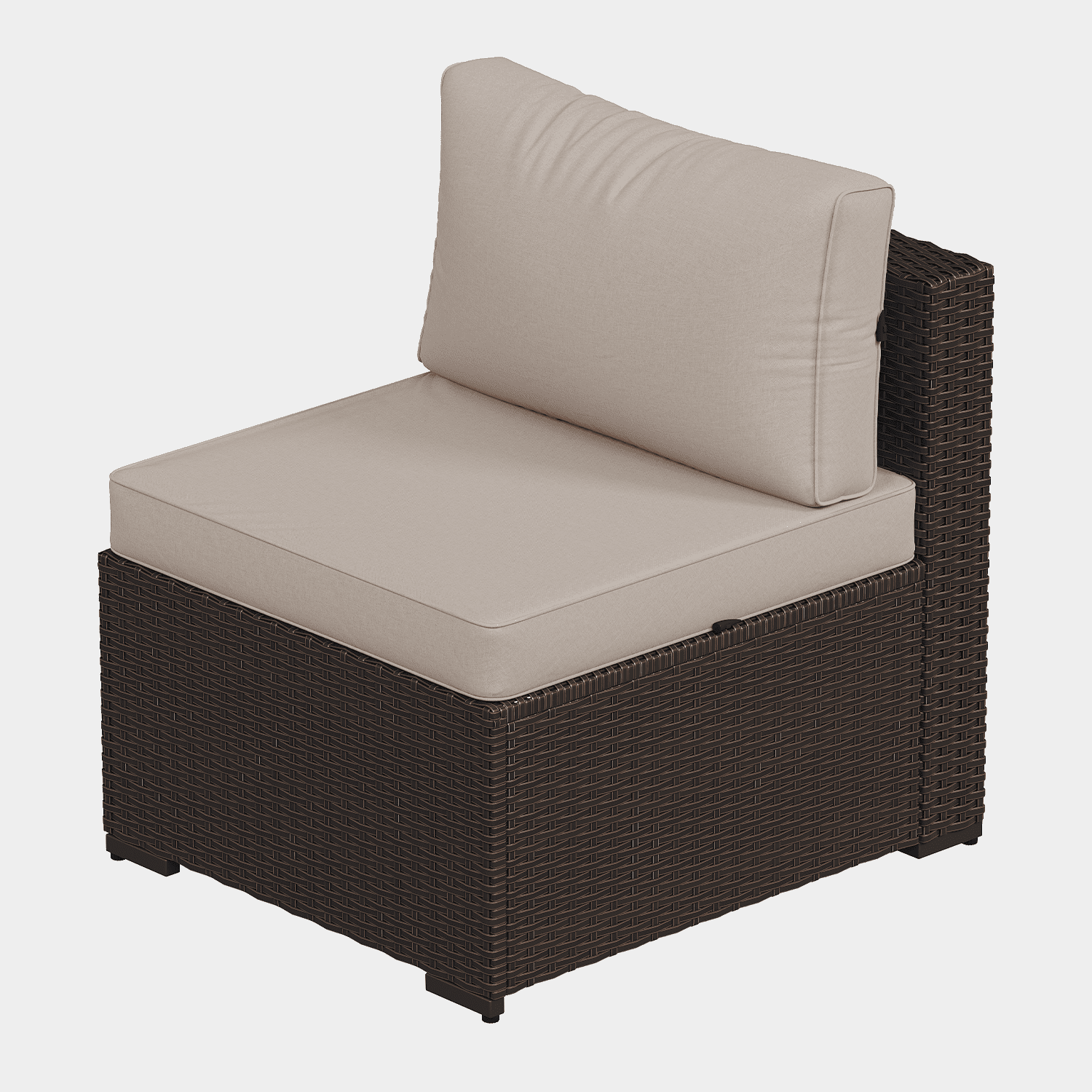 BaPiPro 7‑Piece Modular Outdoor Patio Furniture Set, Brown Wicker Sectional Sofa with Thickened Beige Cushions & Coffee Table, All‑Weather for Backyard, Porch, Deck & Balcony