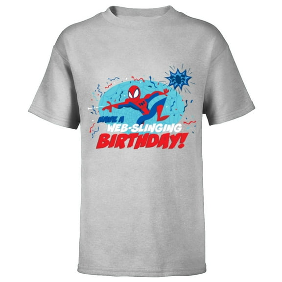 Marvel Spider-Man Toony Have a Web-Slinging Birthday - Short Sleeve T-Shirt for Kids - Customized-Athletic Heather