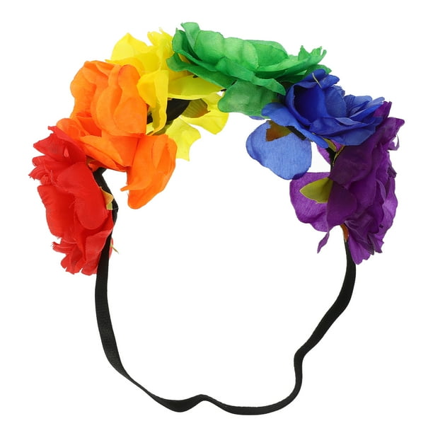 Diadema floral Banda elástica Diadema de flores Tocado de flores del mes del orgullo