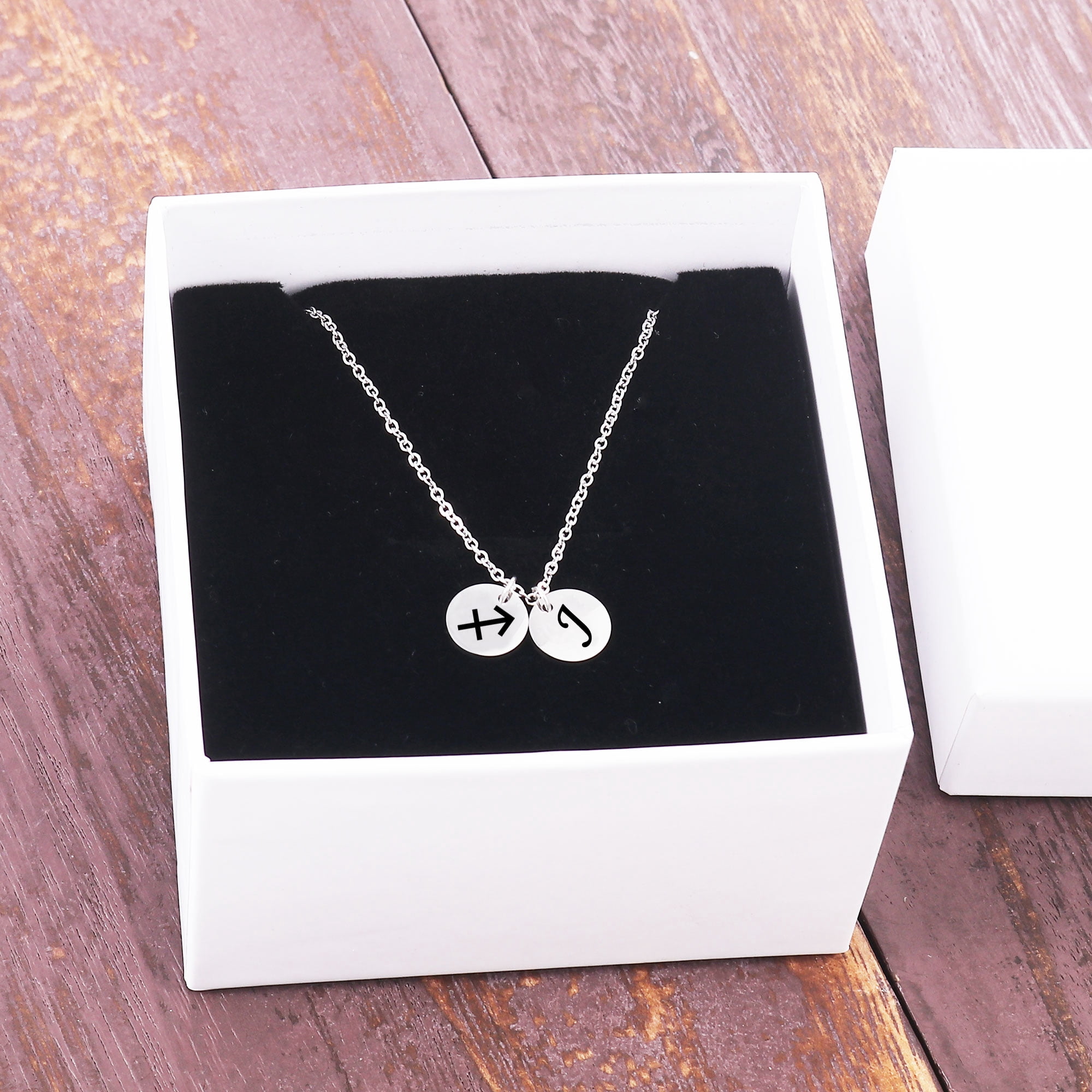 Anavia Stainless Steel Round Constellation Necklace Zodiac Symbol Pendant / Initial Pendant 18 inch