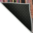 thumbnail image 3 of HomeRoots 603232 10 x 14 ft. Pink, Black & Green Striped Washable Indoor & Outdoor Rectangle Area Rug, 3 of 5