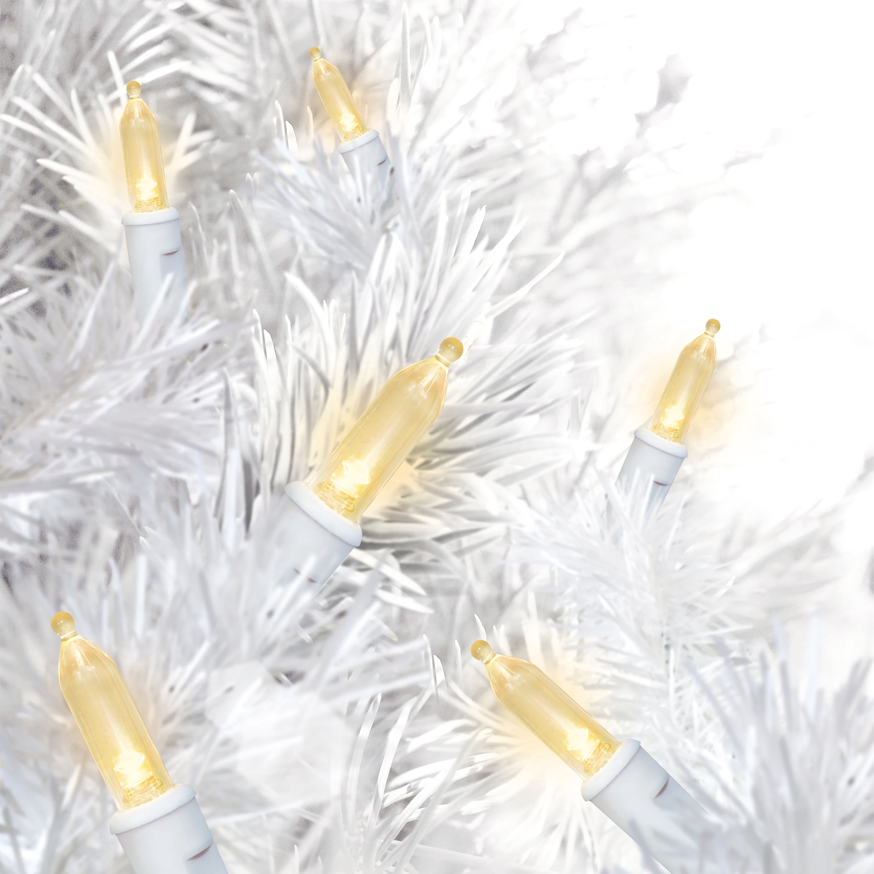 Indoor/Outdoor 100-Count LED Mini Christmas String Lights, Warm White, White Wire, 19.5', by Holiday Time