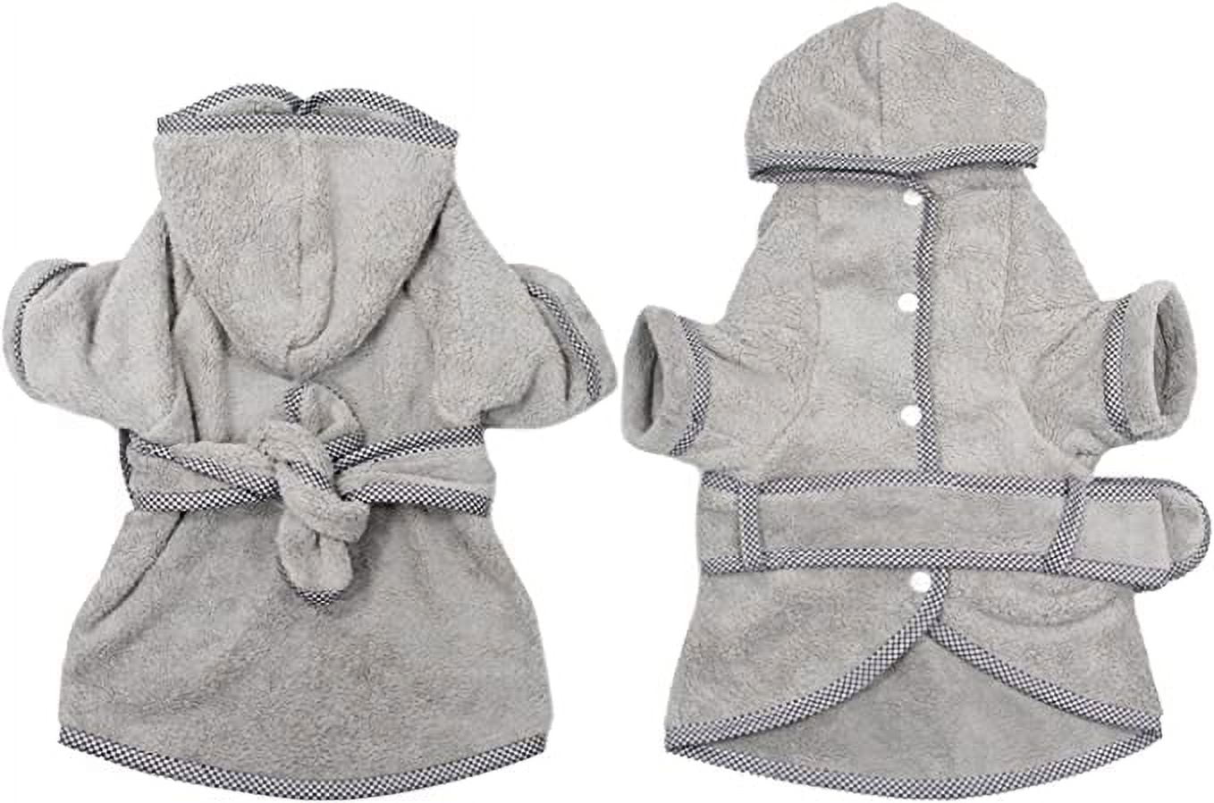 BT Bear Dog Bathrobe, Microfiber Fast Drying Absorbent Hooded Bath Towel for Puppy Small Medium Large Dog Cat (M, Gray)
