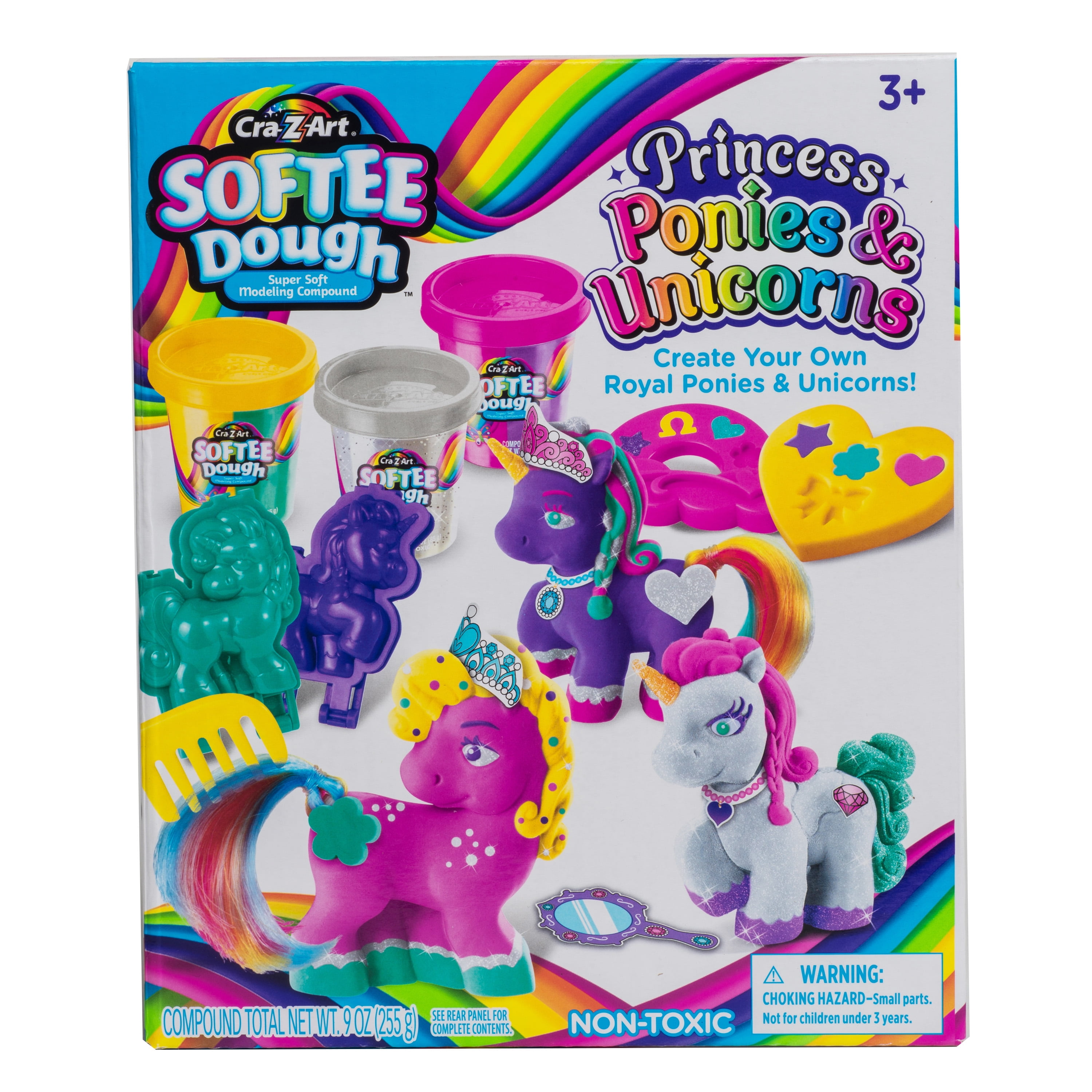 Cra-Z-Art Softee Dough Multicolor Princess Ponies & Unicorn, Easter Gift for Kids