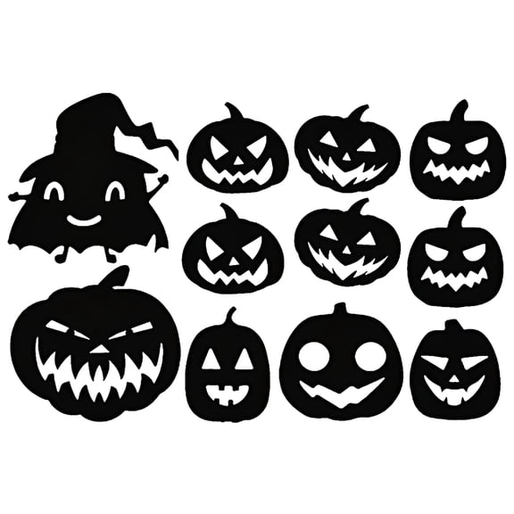 ACDANC 1Set 12PCS Horror Halloween Waterproof Acrylic Mirror Wall Decor Stickers Removable Halloween Pumpkin Shape DIY Sticky Mural Stickers Decals For Home Living Room Bedroom Bathroom