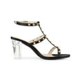 thumbnail image 3 of BLISSFUL STEP Slingback Heel Block Clear Heels Sandals for Women Black (Size 10), 3 of 6