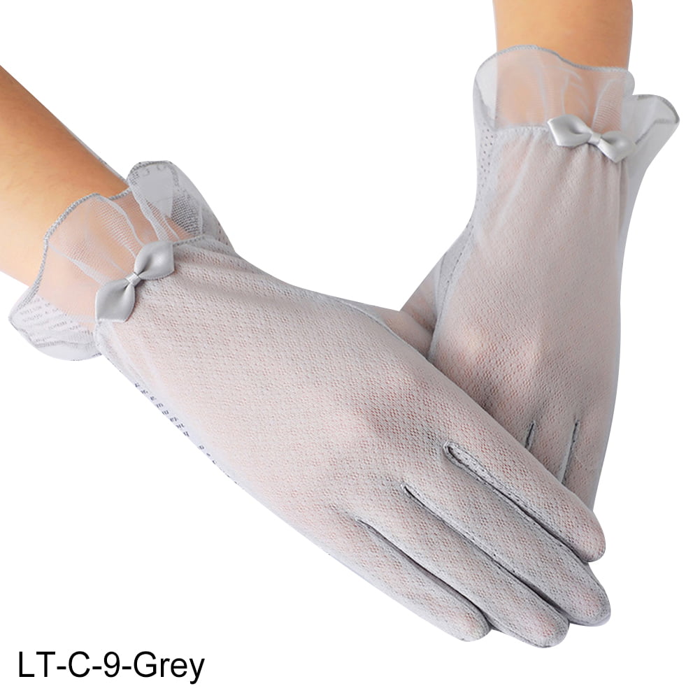 Gray LANDUM Winter Gloves Female Women Summer Cotton Short Gloves Design Sun-shading Slip-resistant Gloves