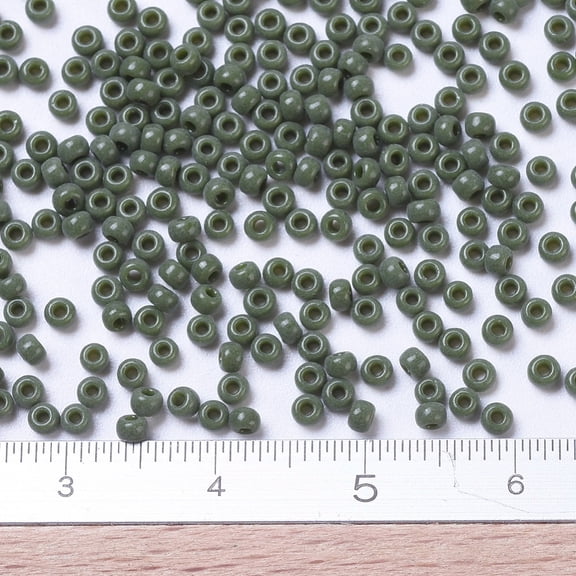 MIYUKI Round Rocailles Beads Japanese Seed Beads 11/0 (RR501) Opaque Avocado 2x1.3mm Hole: 0.8mm about 1111pcs/10g