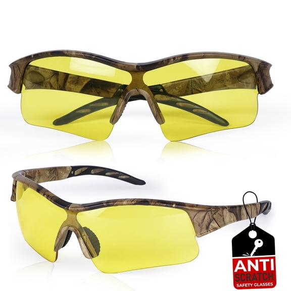 Safe Handler Camo Jax Safety Glasses For Men/Women, Anti-Scratch, Amber (Pack of 1)