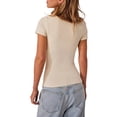 thumbnail image 6 of Biekopu Women T-shirt, Square Neck Short Sleeve Solid Slim Fit Summer Tops Clothes for Casual Daily, 6 of 7