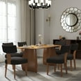 thumbnail image 4 of Guyou Dining Chairs Set of 2, Mid-Century Modern Linen Upholstered Kitchen Chairs with Curved Backrest, Wooden Side Chairs for Dining Kitchen Living Room Bedroom, Charcoal, 4 of 14
