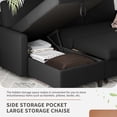 thumbnail image 2 of Walsunny Pull Out Sectional Sleeper Sofa Bed L Shape Couches with Reversible Storage Chaise for Living Rooms Small Rooms Apartment,Black, 2 of 9