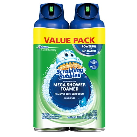 Scrubbing Bubbles Mega Shower Foamer Aerosol, Rainshower, 20 oz, 2