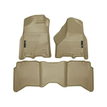 ( Incomplete 2 pcs of 3)Husky Liners by RealTruck Weatherbeater | Compatible with 2019 - 2023 Ram 1500 (Classic Body) Crew 2009 - 2018 Ram 1500 Crew 10 - 18 Ram 2500/3500 Crew - Front & 2nd Row Liner - Tan 3 pc. | 99003