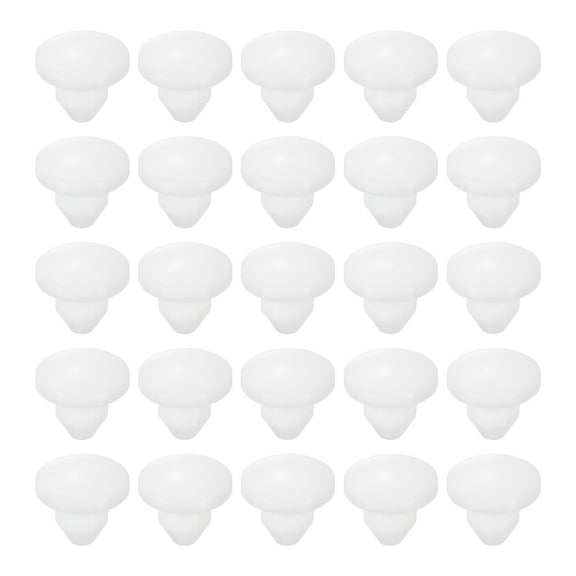 25 Pack Snug Plugs, Rubber Hole Plugs Round Soft Flexible Stopper Fit 4mm (0.16 Inch) Hole Dia., Waterproof Silicone Plug, White