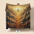 thumbnail image 2 of Golden Clouds Egg-Shaped Flannel Blanket - Van Gogh-Inspired Art, All-Season Soft Bedspread for Adults &, Cozy Travel/Camping/Nap Throw, Decorative Gift (Golden/Green/Brown) - Contemporary Bed Cover,, 2 of 10