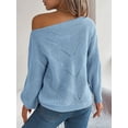 thumbnail image 3 of Womens Casual Off Shoulder Sweater Loose Batwing Long Sleeve Pullover Sweater Crochet Hollow Knit Jumper Tops, 3 of 5