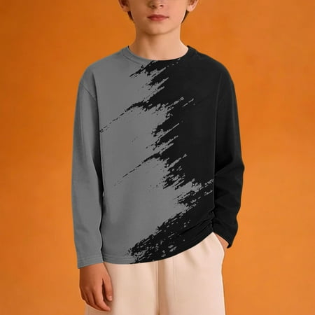WQNVRNR Boys Cute Sweatshirts Fashion Long Sleeve Fall Crewneck Casual Top Gray 5-6 Years