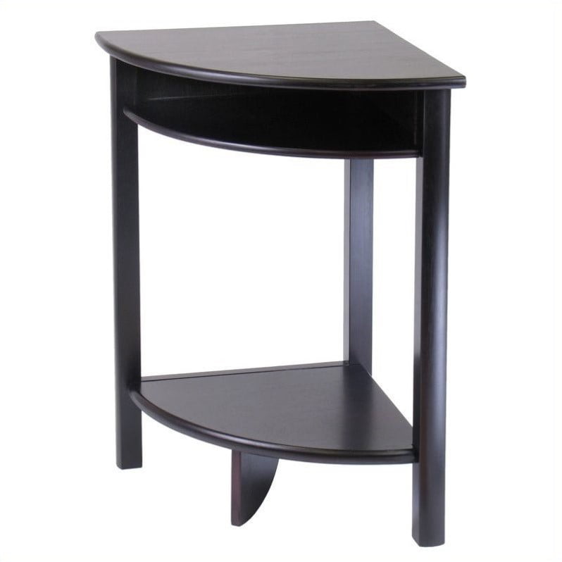 Pemberly Row Corner Table In Espresso, Small Corner Table With Storage